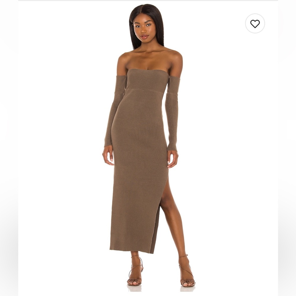 X Revolve Hazel Off the Shoulder Dress House of Harlow 1960 - taupe brown - S